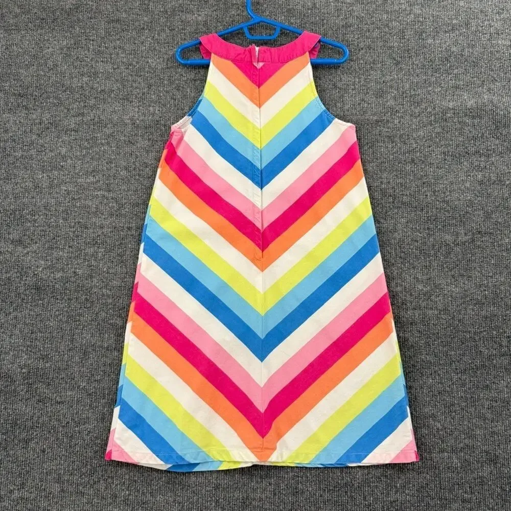 Gymboree Rainbow Cabana Dress Girls 8 Multicolor Chevron Sleeveless Cotton